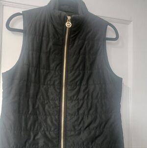 Michael Kors Black Quilted Vest with Gold Zipper